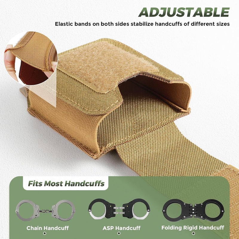 FRTKK Molle Handcuff Pouch, Handcuff Case for Duty Belt/Tactical Vest, Handcuff Holster with USA Flag Patch Fit ASP Handcuff/Hinged Handcuff/Chain Handcuff/Folding Rigid Handcuff - Image 2